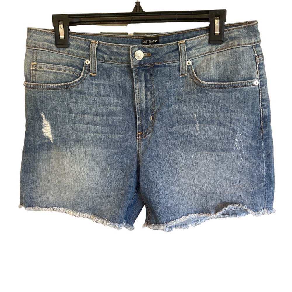 Just Black Blue Jean Shorts Distressed Mid-Thigh